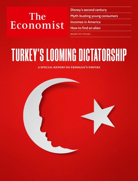 The Economist.«Թուրքիայի մոտեցող դիկտատուրան». կիսալուսինը՝ Էրդողանի դեմքով