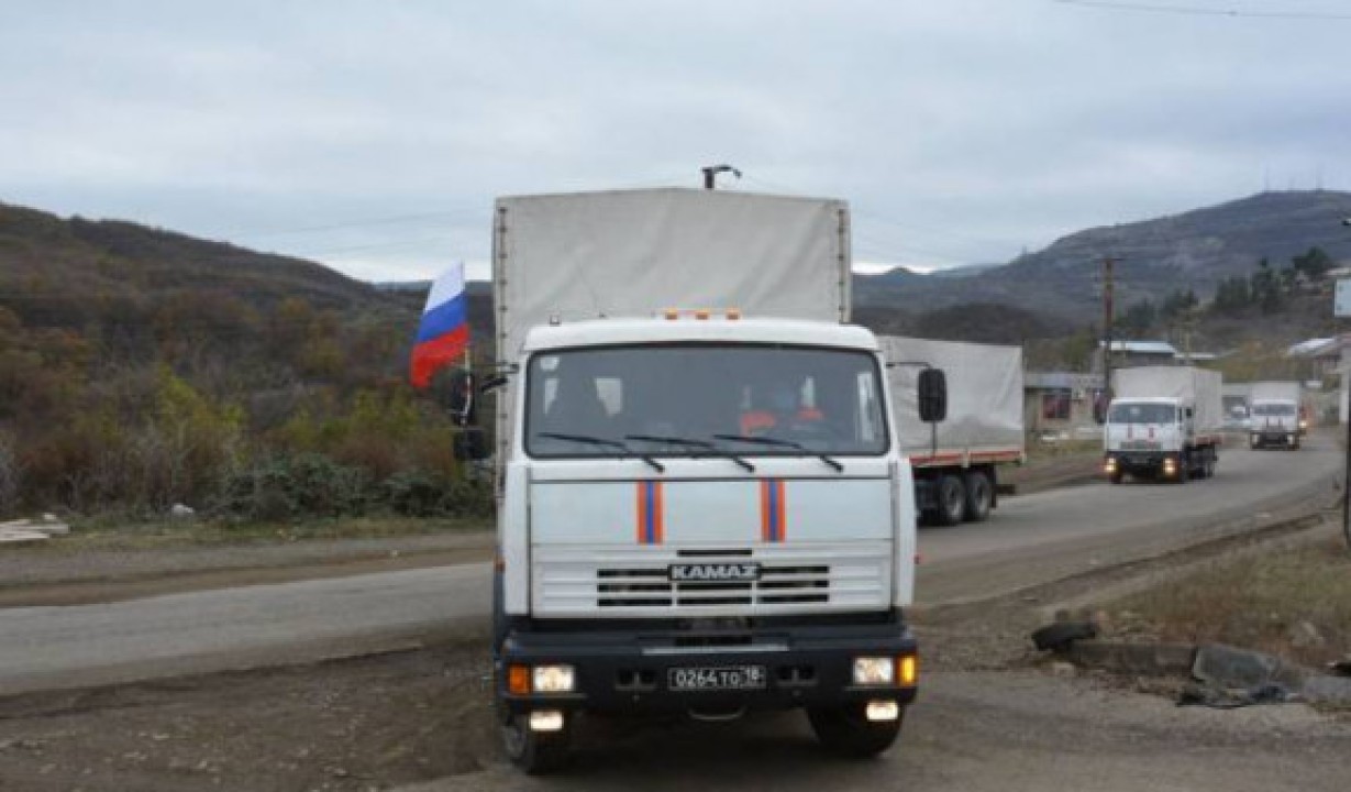 Ռուս խաղաղապահների ավտոտրանսպորտով Ստեփանակերտ է տեղափոխվել 269,7 տոննա մարդասիրական օգնություն